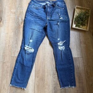 Old Navy Blue Distressed rockstar Jeans size 14